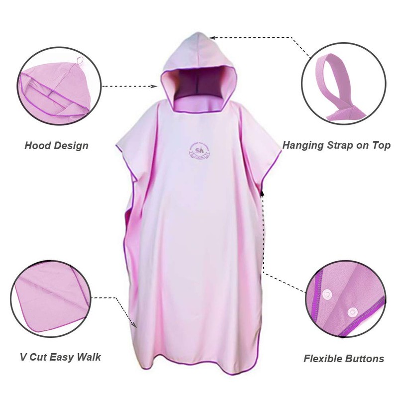 Hiturbo Poncho de Surf de Microfibra, Bata de Baño Cambiante