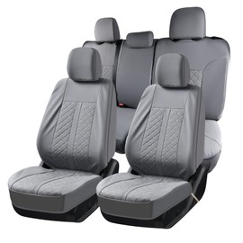Truckiipa Full Set Leather Seat Covers Fit for Toyota Tacoma Full Coverage Waterproof Seat Covers Cushion Protector Fit for 2016-2023 Toyota Tacoma Double Crew Cab, Full Set, Gray