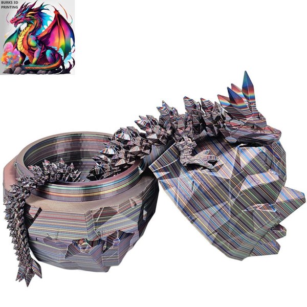 XXL Rainbow Crystal Dragon with Matching Egg, Articulating Desk Fidget,