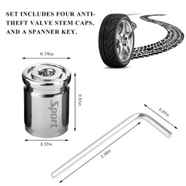 NYTKL 4 PCS Locking Tire Valve Stem Caps, Anti-Theft Car Tire Valve Stem Cover with Rubber Seal, Dustproof Wheel Air Stem Cover Leakproof Locking Cap for Car Truck Motorcycle (Silver)