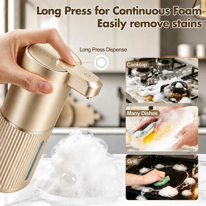 Rudnia Automatic Soap Dispenser, Foaming Soap Dispenser Touchless with Continuous