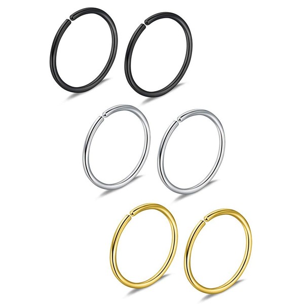 Longbeauty Stainless Steel Septum Clicker Segment Ring Nose Ring Helix