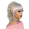 VAVANGA Grey Ponytail with Bangs 2 Pieces Short Drawstring Ponytail