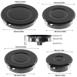 Gas Burner Crown & Flame Cap for Oven Cooker Hob Burner Set + Cover for Hotplates, Burner 8 Pieces, Oven Stove Gas Burner Crown Flame Cap Kit Gas Stove Accessories Concave Silver