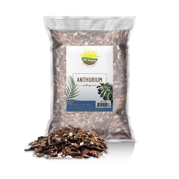 Anthurium Plant Potting Soil Mix (4 Quarts), Indoor Houseplant Custom Blend for Flowering Anthuriums