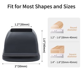 Ezprotekt Pack of 16 Chair Leg Gliders for Carpets, Diameter 36-56 mm Square, Black Furniture Cups, Chair Leg Covers, Smooth Chair Feet, Protection for Chair Legs, Protection for Chair Legs