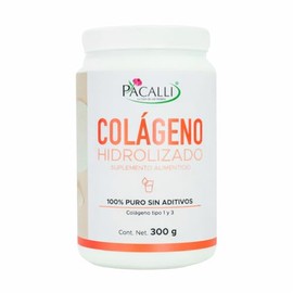 Colágeno Hidrolizado en Polvo PACALLI | Tipo I y III | Suplemento Alimenticio | Contenido Neto 300 g