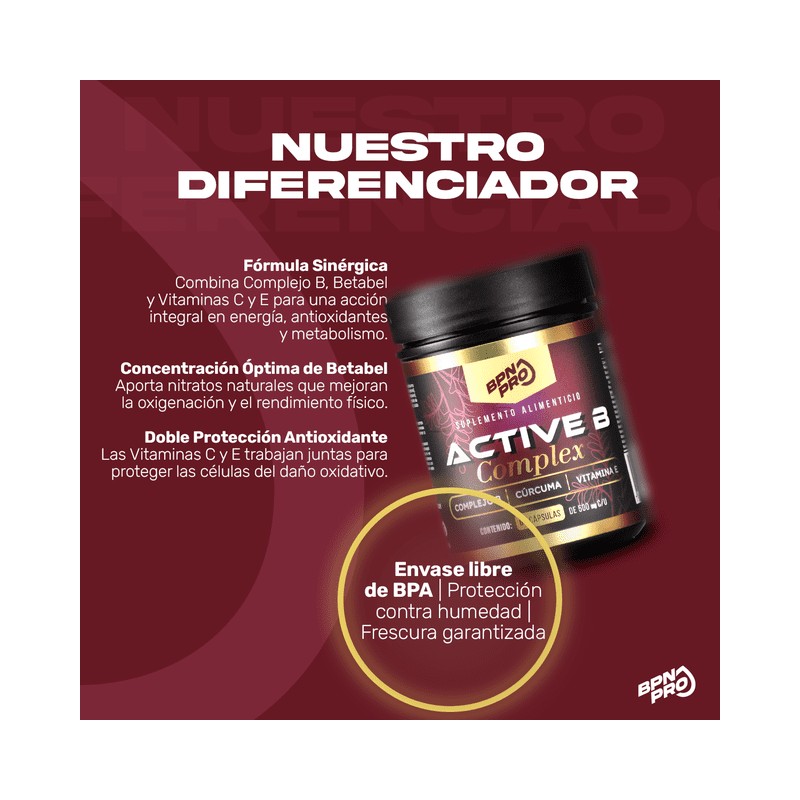 Complejo B Cúrcuma y Vitamina E Suplemento Alimenticio para Energía,