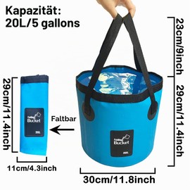 MMSGA Foldable Bucket 12L and 20L Fishing Bucket Foldable Portable Multifunctional Collapsible Sink Water Container for Fishing Camping Gardening (Blue, 20L)