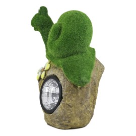 Ebros Large Whimsical Snail On Rock Garden Statue with Solar LED Light