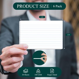 Index Cards 4x6 Lined Note Cards, 180 Count Flashcards for Studying, 4 x 6 Index Cards Ruled Flash Cards, Index Flashcards Lined on Front, Blank on Back, Ruled Notecards Bulk for School Office Home