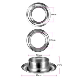 Grommet Tool Kit, 100 Sets Grommets Eyelets Kit Grommet Setting Tool for Tarpaulin Fabric Curtains (2/5 Inch Inside Diameter)