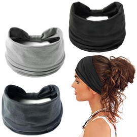 DEFIYEAR 3Pcs Elastic Headband Set, Wide Headbands for Women’s Hair, Comfortable Knotted Hair Scarfs, Perfect for Yoga Sports Daily Wear, Non-Slip & Stylish Headbands for Women UK