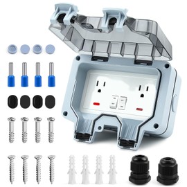 Zhushan Waterproof Outdoor Outlet Box, IP66 Electrical Outlet Box, 13A 250V Exterior Lockable Outlet Plug Socket Box with Switches & LED Indicator