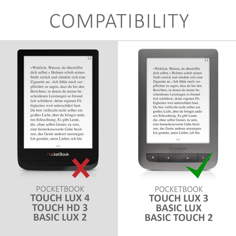 kwmobile Case Compatible with Pocketbook Touch Lux 3/Basic Lux/Basic Touch
