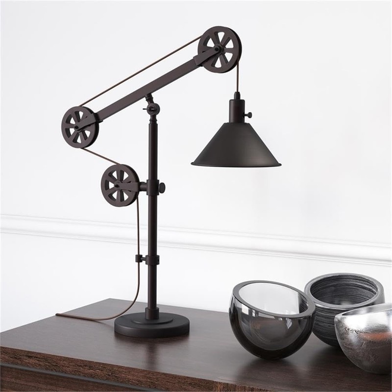 Pemberly Row Contemporary 29" Blackened Bronze Metal Table Lamp