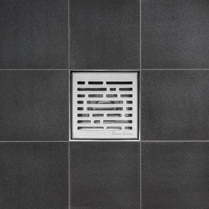 SereneDrains 304 Stainless Steel 4 Inch Brushed Nickel Square Shower