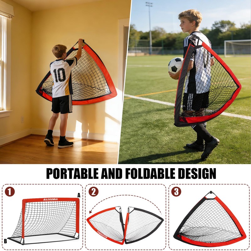 BaseGoal Kids Portable Soccer Goals for Backyard, 5x4ft,Easy Set up