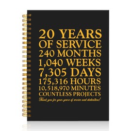 Mhfpl Work anniversary Black Golden Thank You Spiral Notebook, Thank You 3 5 10 20 25 30 Years Work Gifts (20 Years)