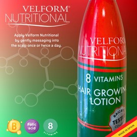 VELFORM Nutritional Hair Application Lotion Stimulates Hair Growth and Prevents Hair Loss 8 Vitamins Increases Density 200ml