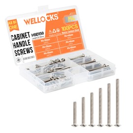 WELLOCKS Cabinet Pulls Knobs Screws M4 25-50mm 100 PCS Assortment Machine Screws Pan Washer Head Metal Phillips Screws Kit for Cabinet Drawer Cupboard Closet Handles Install(D150)