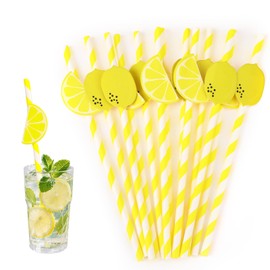 20 PCS Lemon Straws, Disposable Cocktail Straws Lemonade Stand Supplies