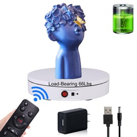 JAYEGT Motorized Rotating Display Stand，360 Degree Electric Rotating Turntable for Photography Products Display，Live Show,Remote Control +5 Colors Backgrounds(White / 8.66inch / 66 Lbs Load / Rechargeable)