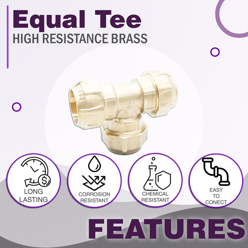 DOJA Barcelona T-Piece Brass 25 mm Polyethylene Pipe Connection 25