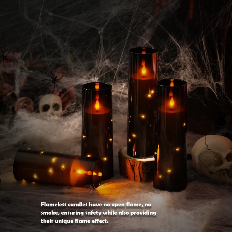 Flameless Candles,with Embedded Star String, Battery Operated Candles Flickering LED