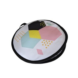 AQT Microwaveable Tortilla Warmer - 11 inch - Fabric Pouch - Food Warmer - Roti Warmer - Mandala, Floral, Aztec Prints (Black Geometry)