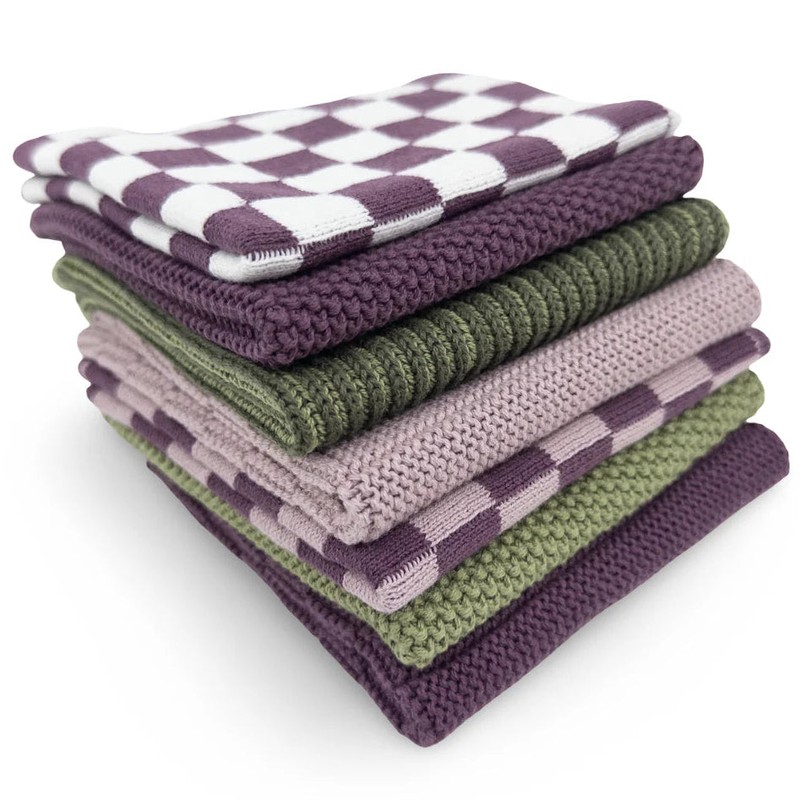 Ecovask Daily Use Dish Cloth 7pc Variety Pack Organic Cotton,