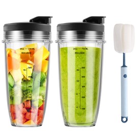 Ninja Blender Cups Replacement 5pcs, 24oz Ninja Cups for Blender Ninja Blender Replacement Parts for Auto iQ BL642-30 BL450-30 BL482-30 BL687CO-30 ect.