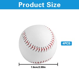 PanBeiQi Pack of 4 Baseballs 9 Inch, Professional Hand Stitched Baseballs, PU Baseballs, Hard Soft Rubber Core Baseballs for Adults, Youth Training, Baseball Games, Training, Outdoor Equipment