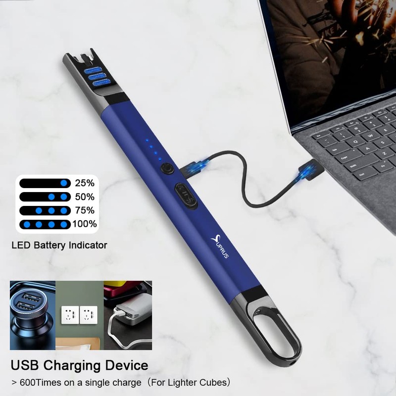 SUPRUS Candle Lighter Electric Arc Lighter Windproof Flameless USB Rechargeable