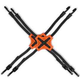 STAPLL Tack Strap – 4-Way Flat Bungee Cord with Rubber Pad Grip, Non-Slip Tie Down Straps for Motorcycle, ATV, Kayak, Cycling, Camping, Truck Storage, Adjustable Bungee Cords - 2 Pack (Orange)