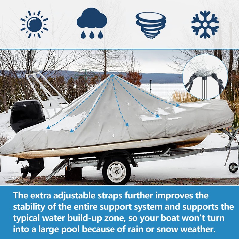 Boat Cover Support Poles 2 Pack with Stable Anti-Slip Rubber