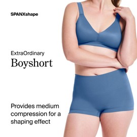 SPANXshape ExtraOrdinary Boyshort - Sculpting Compression - Women's Shapewear Underwear - Recycled Nylon Fabric Blend - Indigo Haze - Large