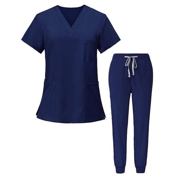 Conjunto de Parte Superior Elástico con Cuello, Cuello V Bolsas