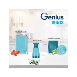 Genius Minis Vegetable Slicer Manual Combination Set 13-Piece Vegetable Fruit Chopper Spiral Cutter Dice Cutter for Tomatoes Cucumbers Onion Kitchen Aid for Quick Creative Meals