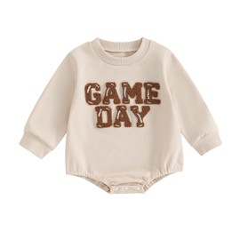 RUSHAIBAR - Mameluco de fútbol para recién nacidos y niñas, los domingos son para los pájaros, águilas, mameluco de una pieza, traje de otoño, Game Day, 12-18 Meses