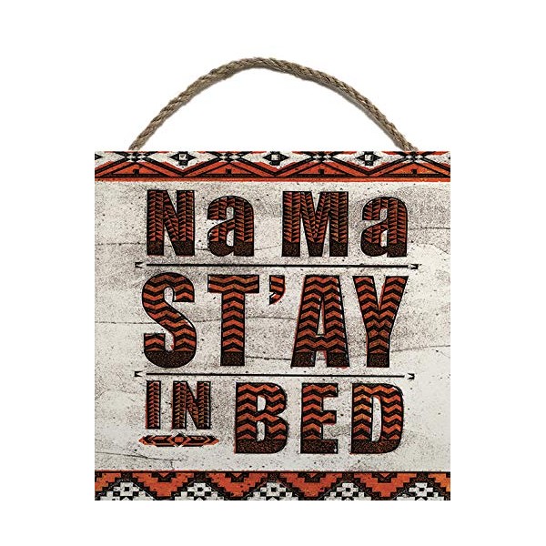 Barry Goodman Na Ma St'ay in Bed Wooden Block, Multi-Color, 20 x 20cm