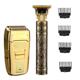 Electric Shaver Set, 1 Set USB Rechargeable Hair Clipper & Manual Hair Shaver & Accessories, Professional Hair Cutting Tools for Men, Valentine's Day Gift