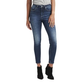 Silver Jeans Co. Women's Infinite Fit High Rise Skinny Leg Jeans, Indigo INF301, Small/27" Inseam