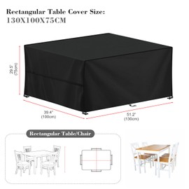 LAMUNI Cover for Garden Furniture, Waterproof Protective Cover, Garden Furniture, Anti-UV Tarpaulin for Garden Tables, Patio Furniture, Heavy Duty 420D Oxford Outdoor Cover for Furniture Sets, 130 x 100 x 75 cm