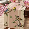 Seliem Spring Summer Birds Table Runner, Chickadee Bluebird Goldfinch Sparrow