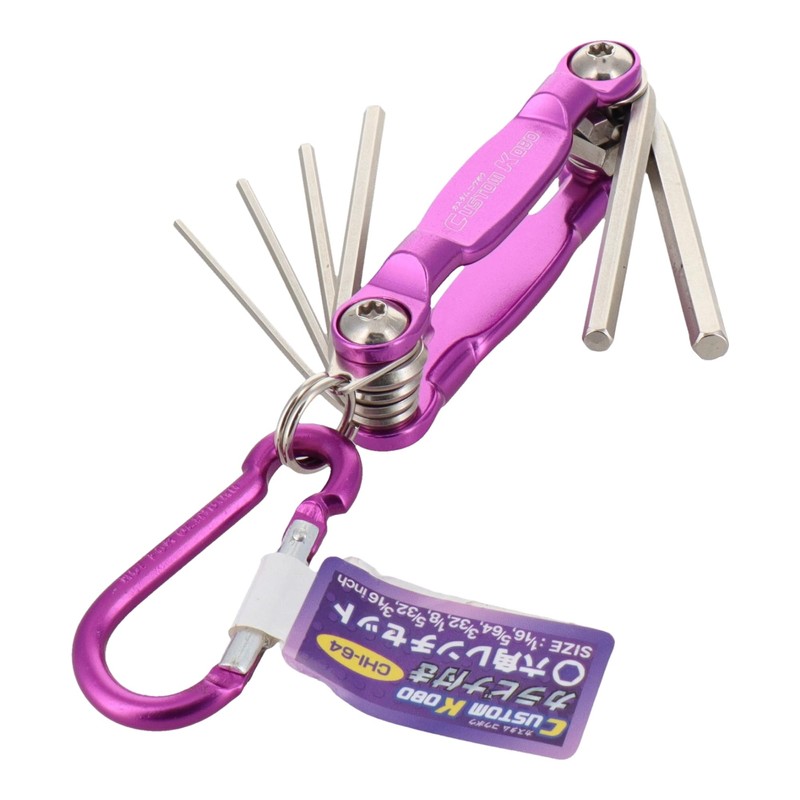 CUSTOM KOBO 6PCS Hex Wrench Set with Carabiner Inch CHI-64