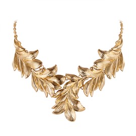 Ever Faith Chunky Necklace for Women, Cocktail Party Hypoallergenic Art Deco Custume Bib Statement Necklace Gold-Tone