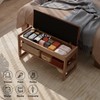 Shoe Rack Bench with Leather Cushion,2 Tiers Shoe Bench with