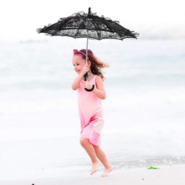 Wedding Lace Umbrella, Bridal Lace Umbrella, Graceful Office for Home(Black)