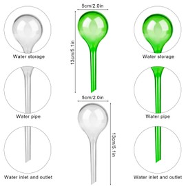 LOCOLO Pack of 12 Small Plants Watering Balls - 13 x 5 cm Plants Watering Balls Potted Plants Self-Watering PVC Watering Balls Water Dispenser for Plants